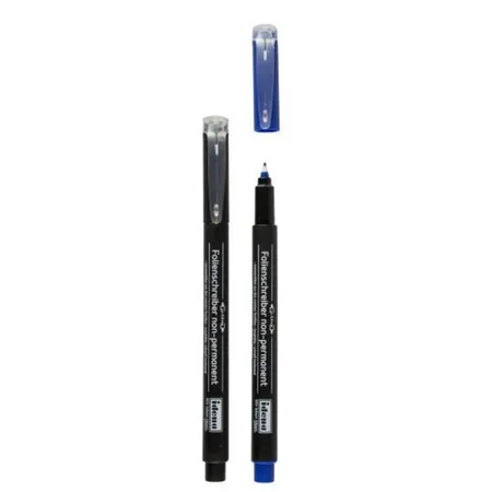 Idena Folienstifte non-permanent, 2 Stück, schwarz und blau, Strichstärke 0,8 mm
