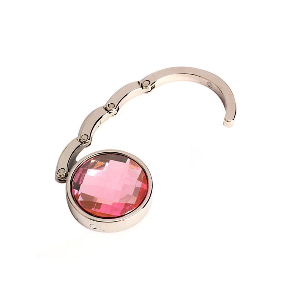 Faltbarer Handtaschenhalter Metall Haken für Taschen mit Kristall - Pink