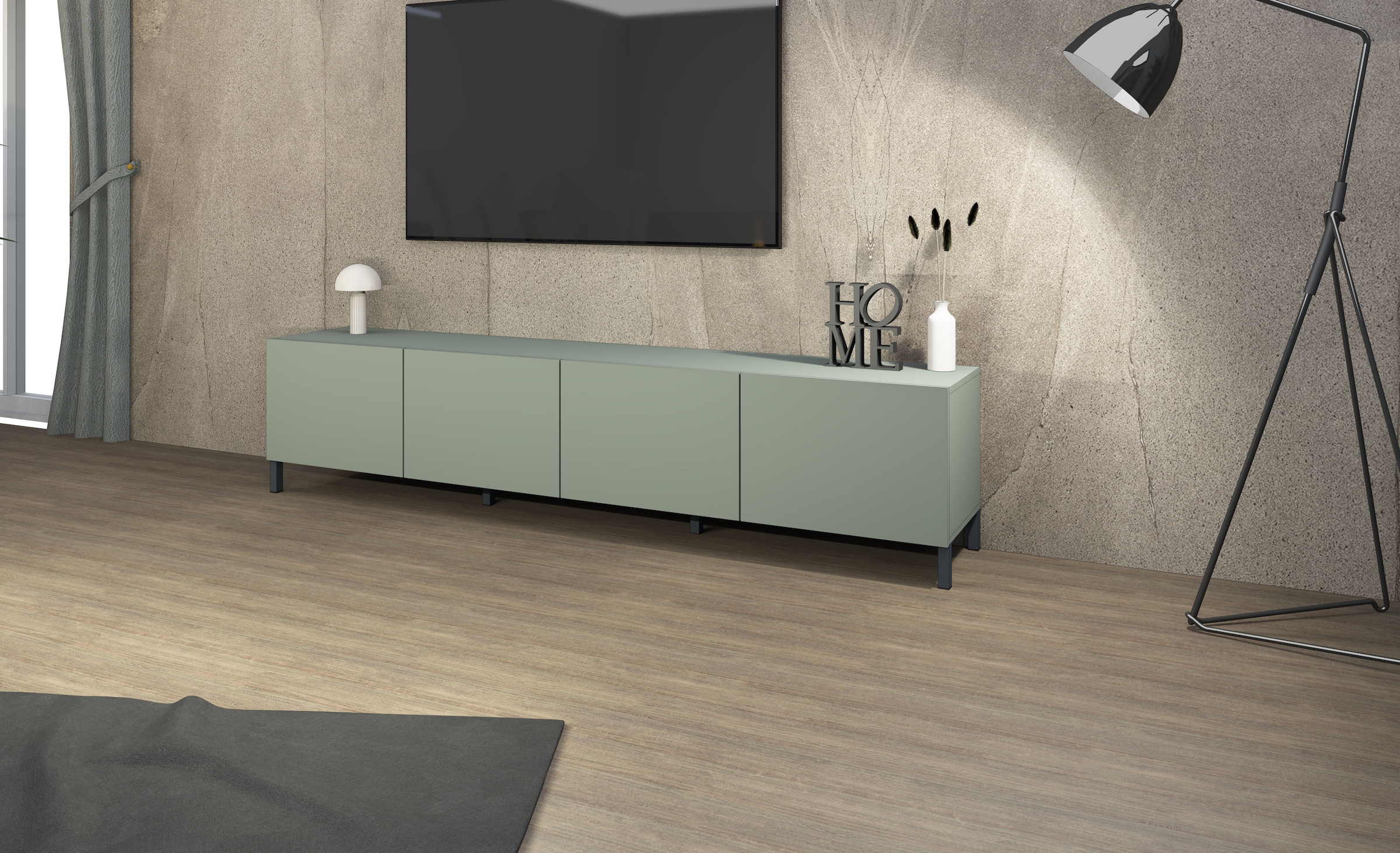 borchardt Möbel Lowboard Metallfüsse, grifflose Optik