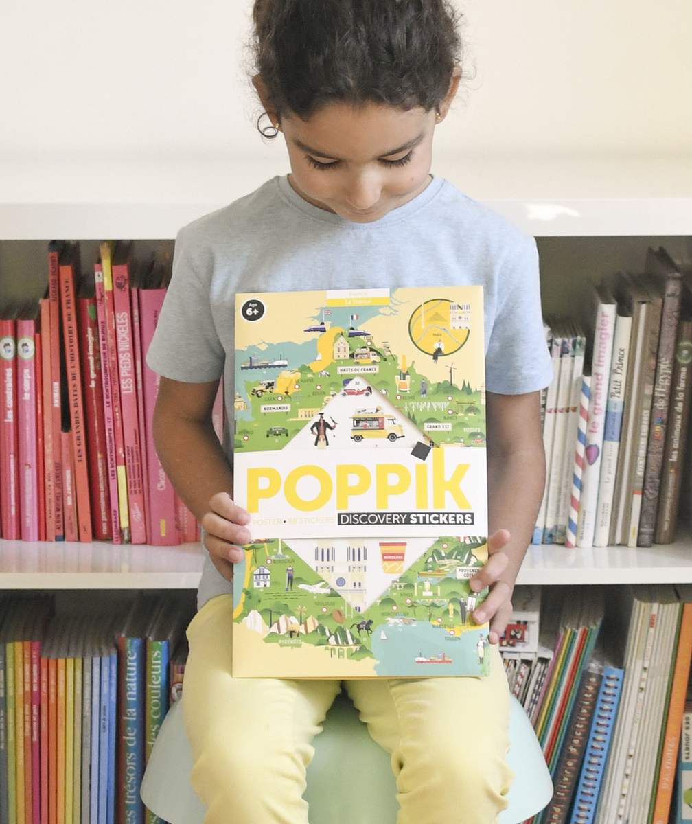 POPPIKPOSTER ÉDUCATIF AVEC 64 STICKERS CARTE DE FRANCE