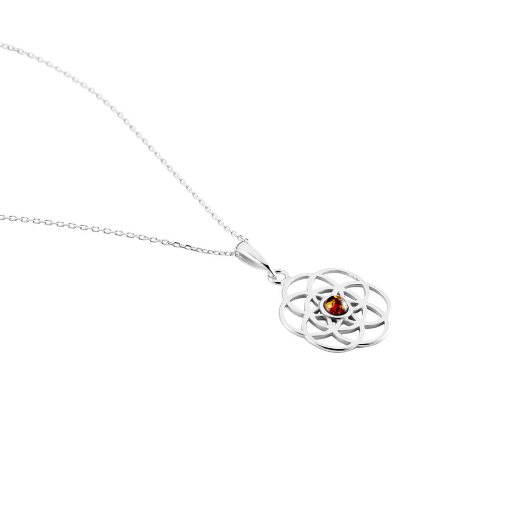 Collier Argent Blanc Aeson Ambre