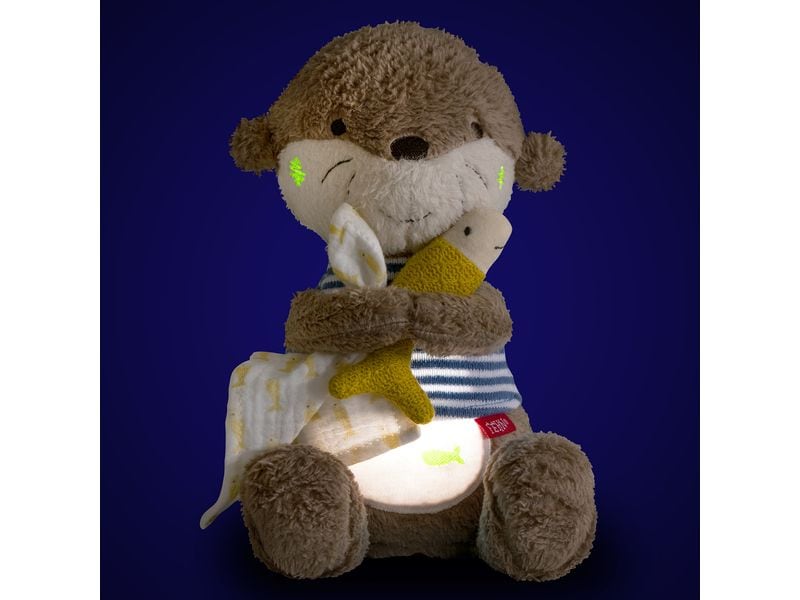 fehn Nachtlicht Otter Schlummerlicht, Einschlafhilfe und Kuscheltier mit Glow-in-the-dark Bestickung