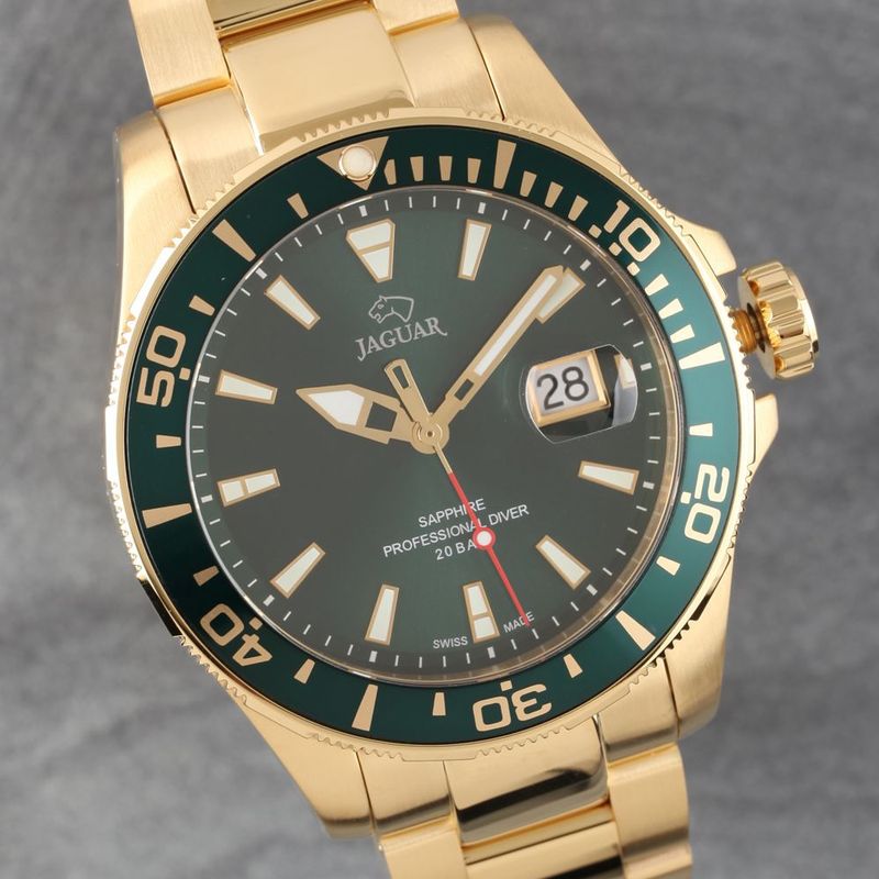 Jaguar Executive Diver Horloge - Jaguar Heren Horloge - Groen - Diameter 43.5 Mm