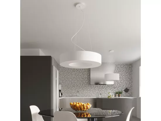Sollux SATURNO Suspension Cylindrique Blanc 70cm E27
