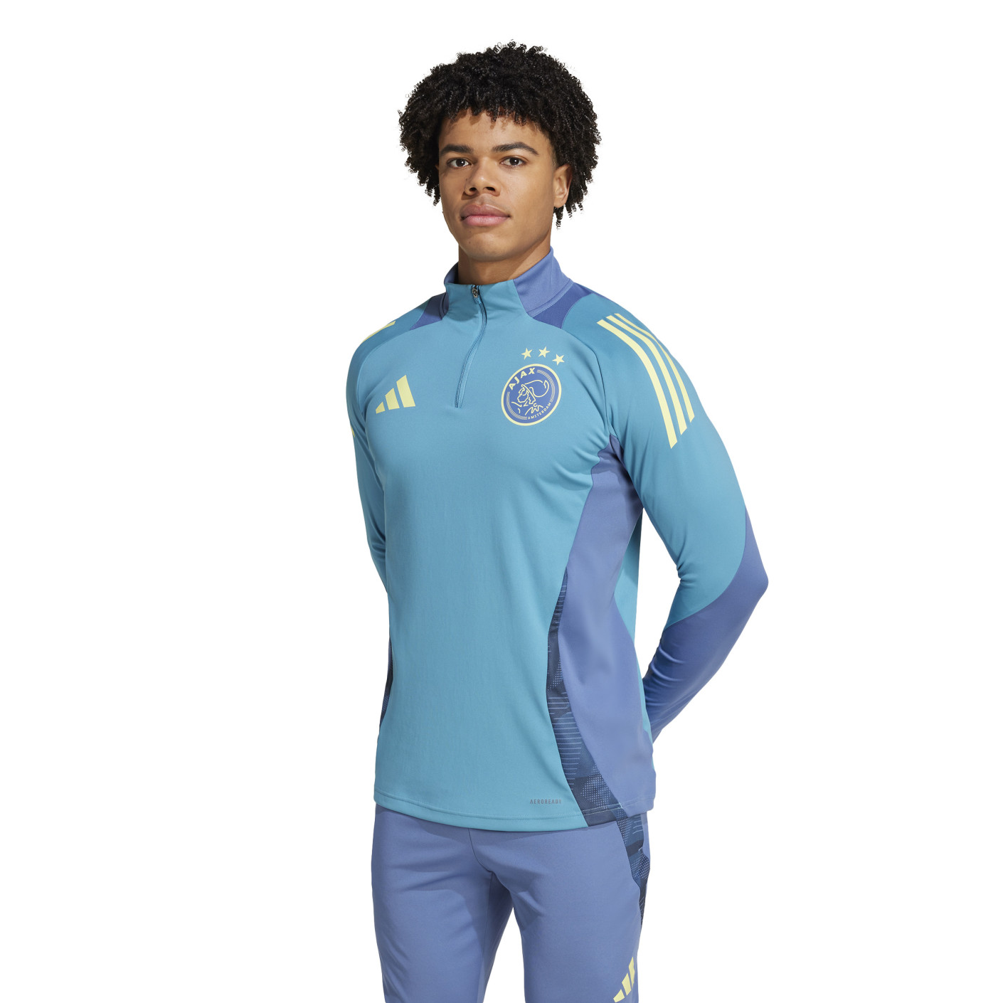 adidas Ajax Trainingspak 1/4-Zip 2024-2025 Lichtblauw Blauw Geel