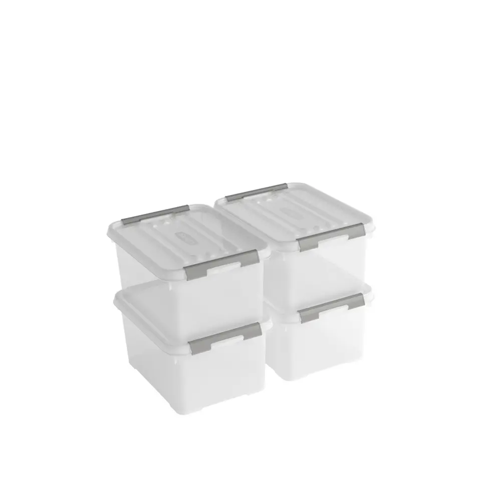 Curver Handy  Opbergbox - 15L - 4 stuks - Transparant met deksel