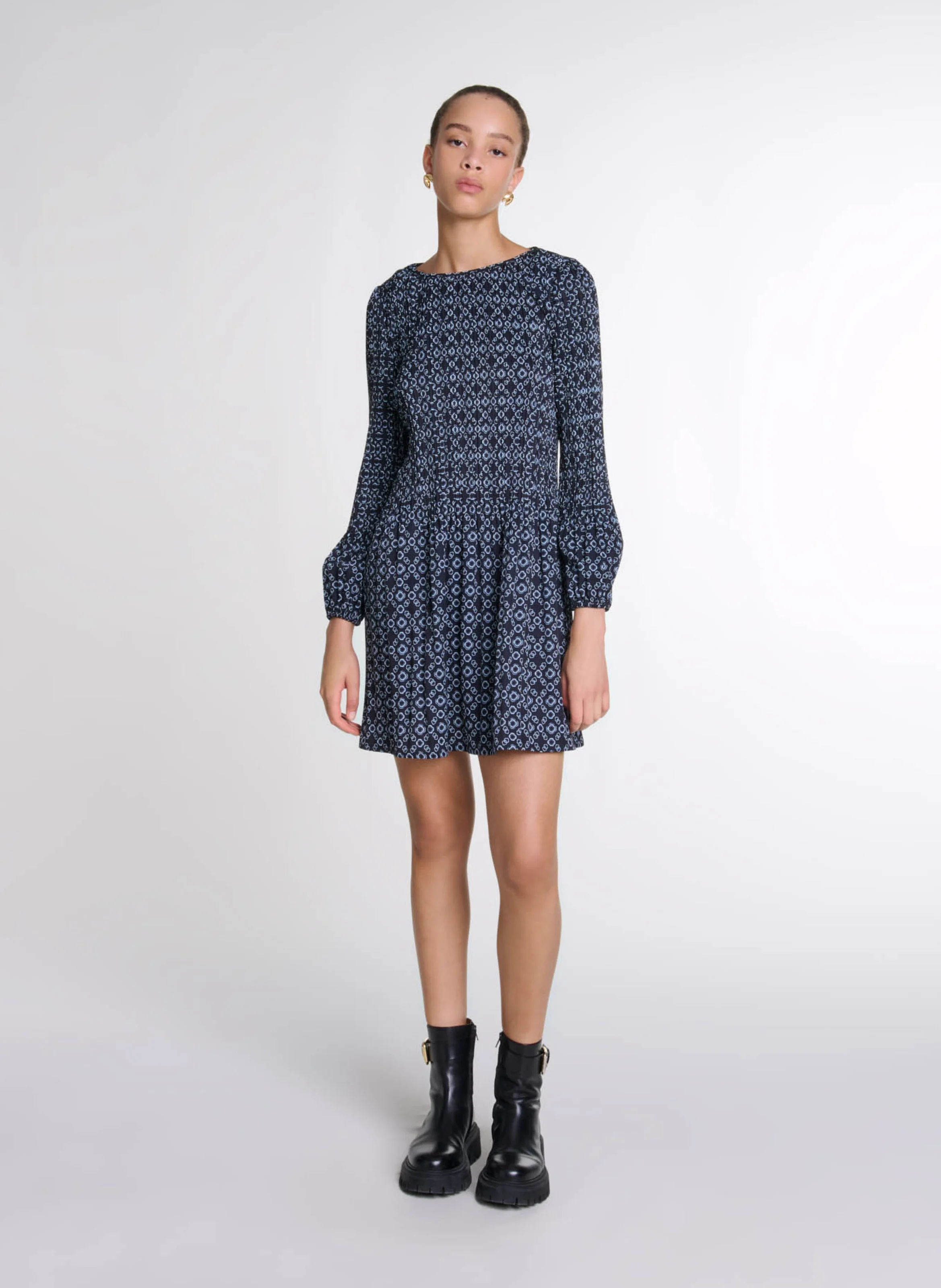Robe courte imprimée | Noir