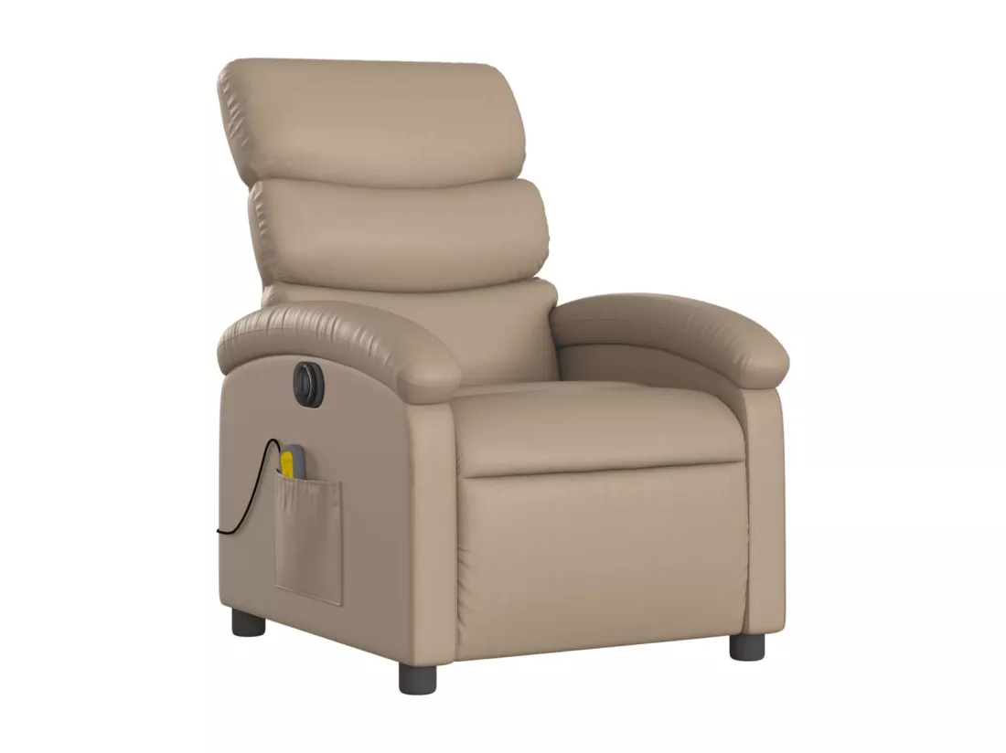Fauteuil massant inclinable électrique cappuccino similicuir