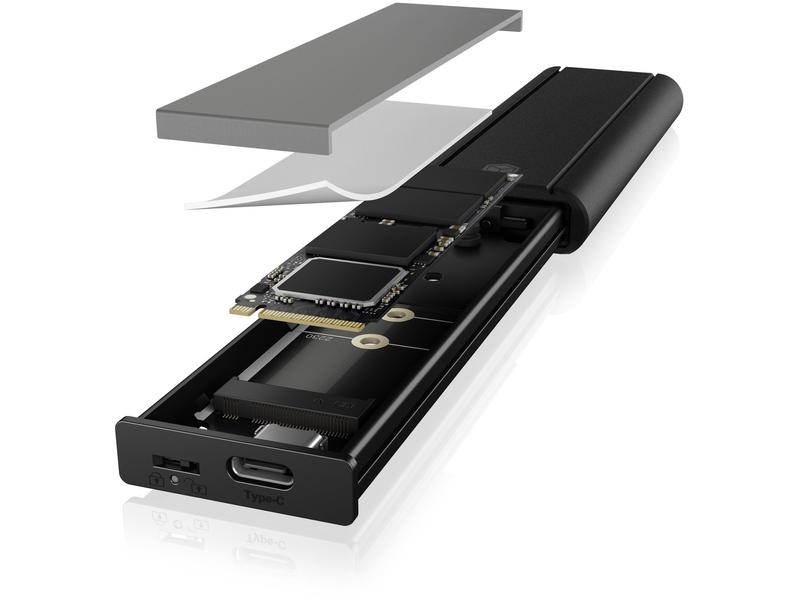 ICY BOX Externes Gehäuse IB-1807MT-C31 M.2 Externes Gehäuse für M.2 NVMe SSD mit USB Typ-C-Anschluss