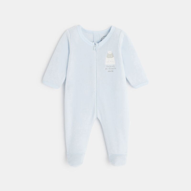Ensemble 3 pièces bébé en velours bio bleu Absorba Bleu