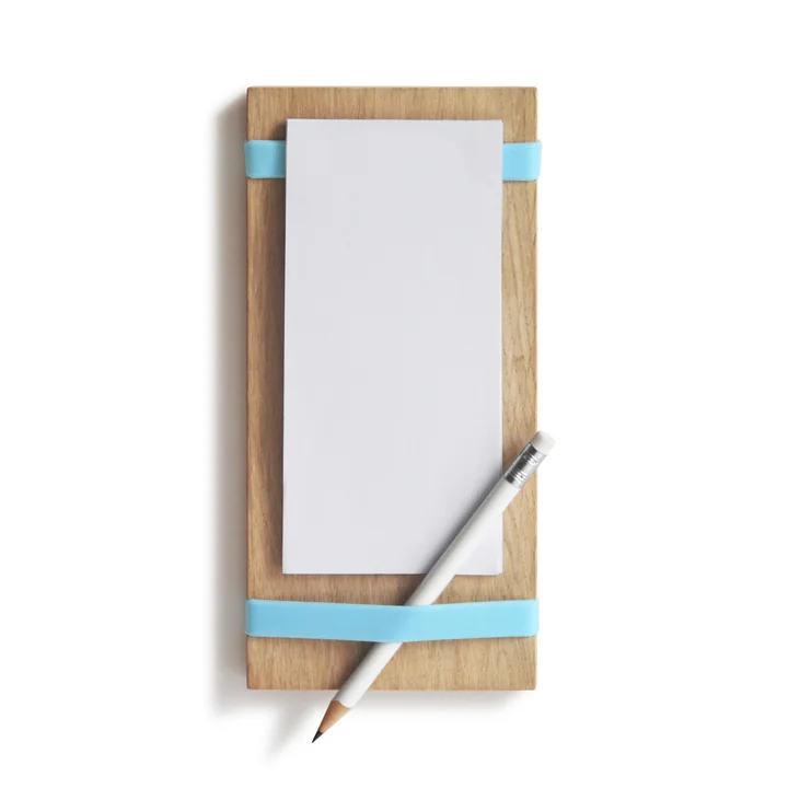 side by side - Notizblockhalter Milch, Eier, Butter, hellblau
