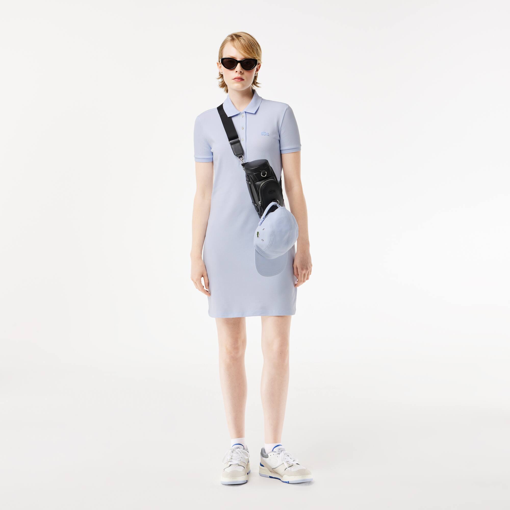Robe polo en piqué de coton stretch Robes & Jupes - Bleu - Lacoste - Femme