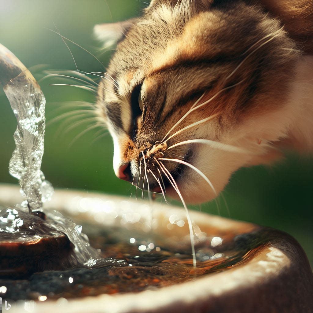 Fonte de água para gatos com energia solar - Cinza