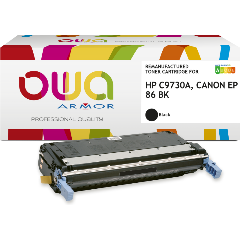 Toner remanufacturé OWA - standard - Noir - pour HP C9730A, CANON EP-86 BK