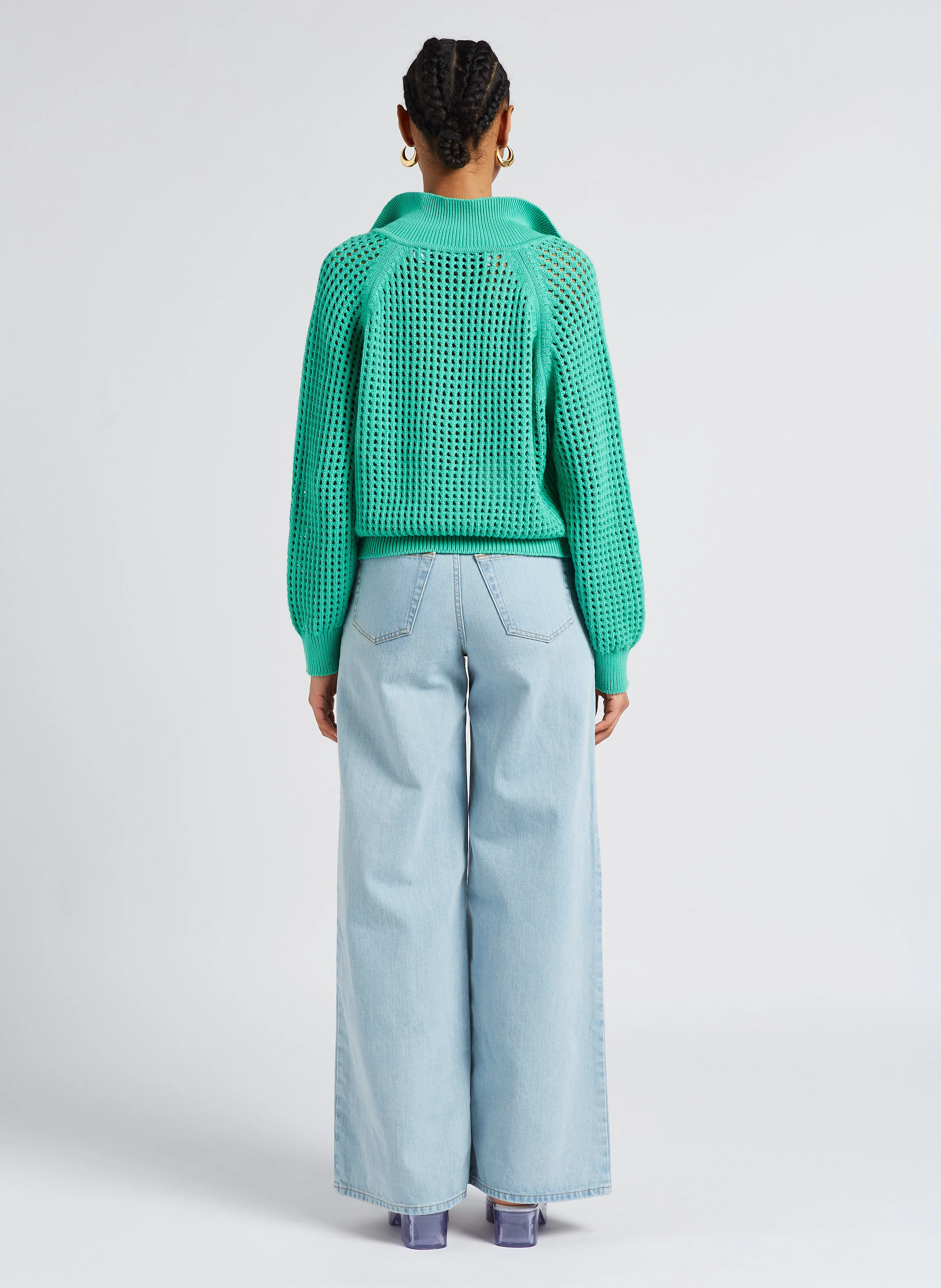 MORRIS - Pull à col classique ample en coton | Vert