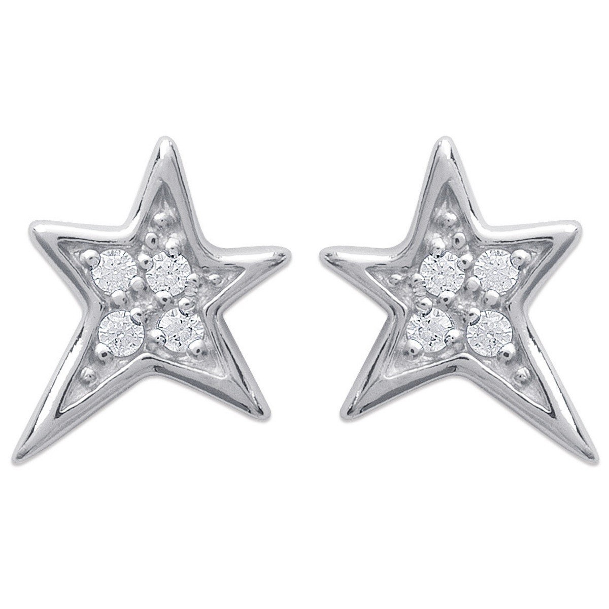 Boucles d'oreilles étoile oxyde de zirconium Argent 925 Rhodié