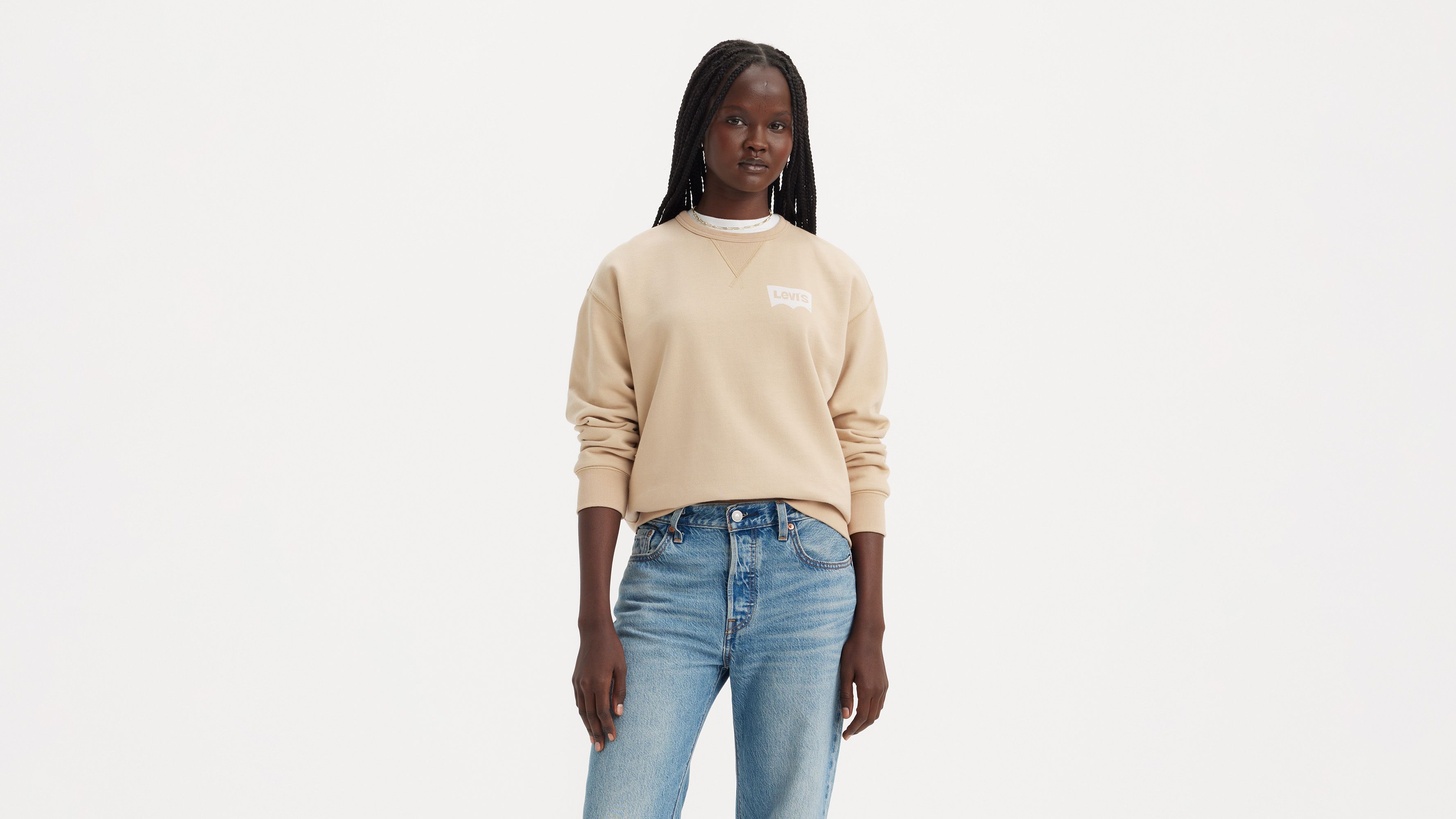 Sweat-shirt col rond graphique Signature - Crew Wonky Batwing Safari - Neutral