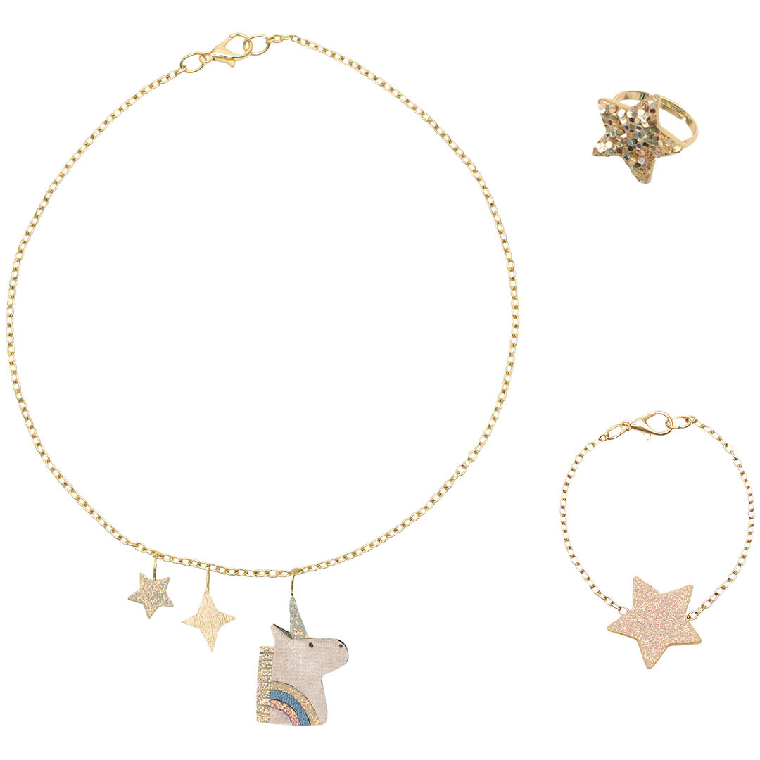 mimi & lula sieradenset unicorn - gold - 3-delig