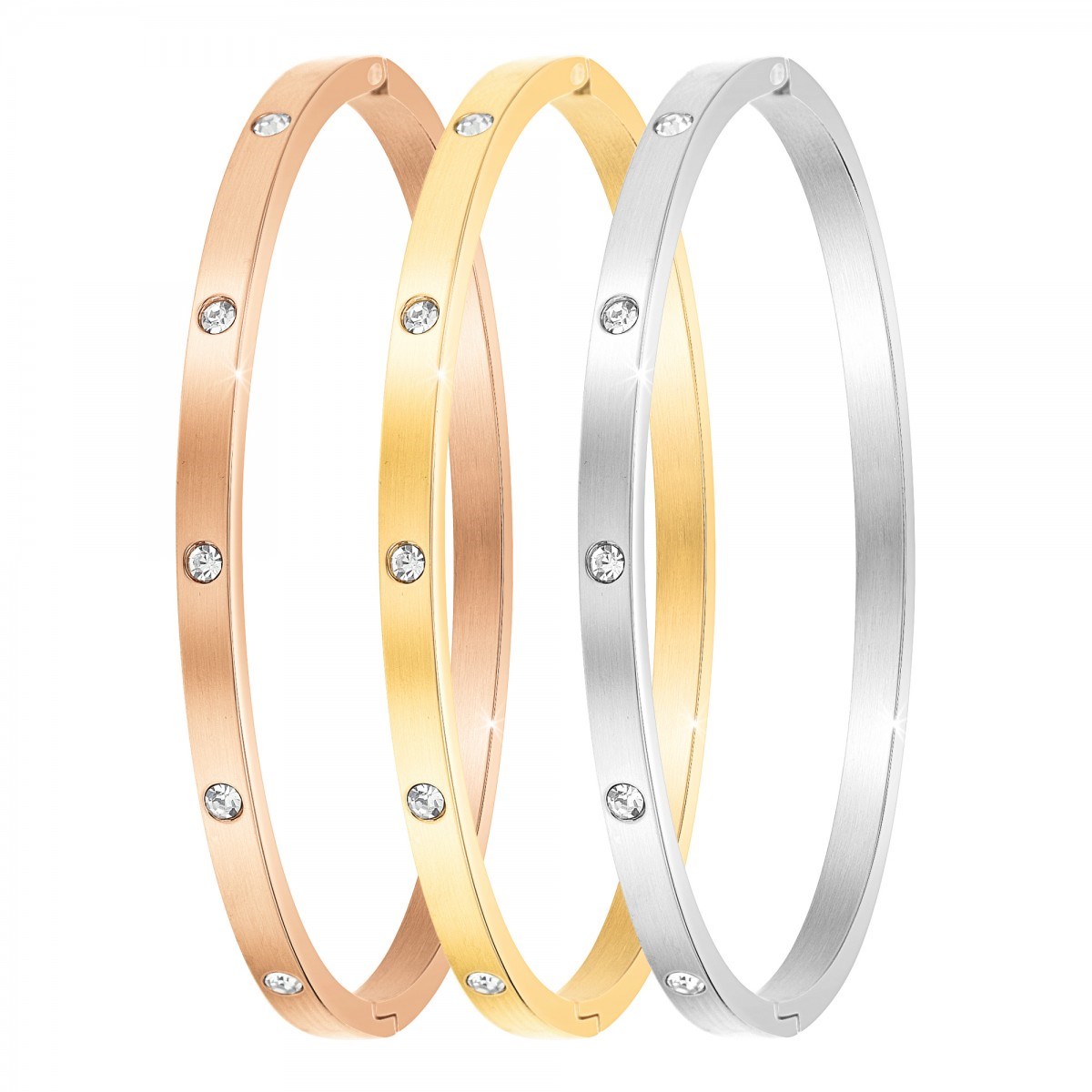 Montre Lara SC Crystal ornée de 48 Cristaux scintillants et ses 3 Bracelets en acier inoxydable