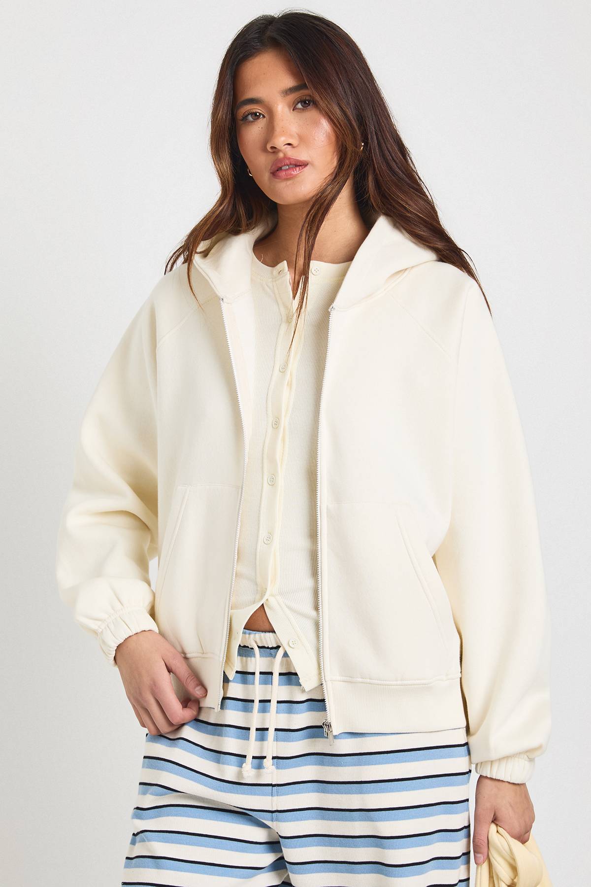 boohoo Sweat à Casynthétiqueche Zippé Coupe Ample avec Coutures Raglan