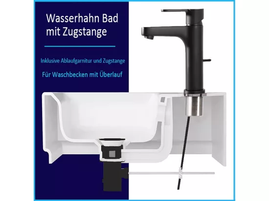 Cecipa max Mitigeur de lavabo avec poubelle pop-up Robinet de salle de bain avec levier de vidange robinet ordinaire Noir,EU Modèle
