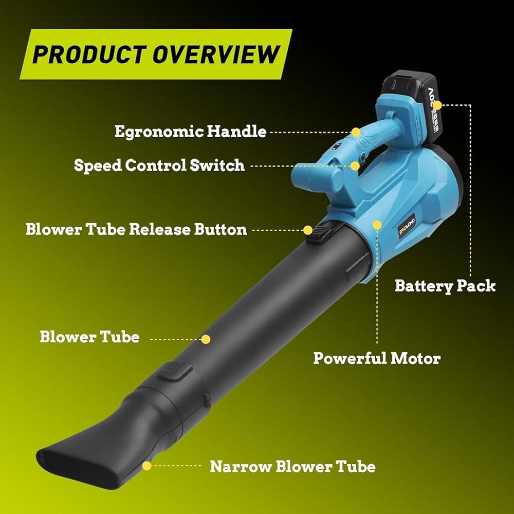 Souffleur de feuilles sans fil, broyeur léger 24 000 tr/min, aspirateur et broyeur de feuilles à 6 vitesses avec batteries et chargeur pour le nettoyage des feuilles, dans le jardin, la terrasse Host : Jardin