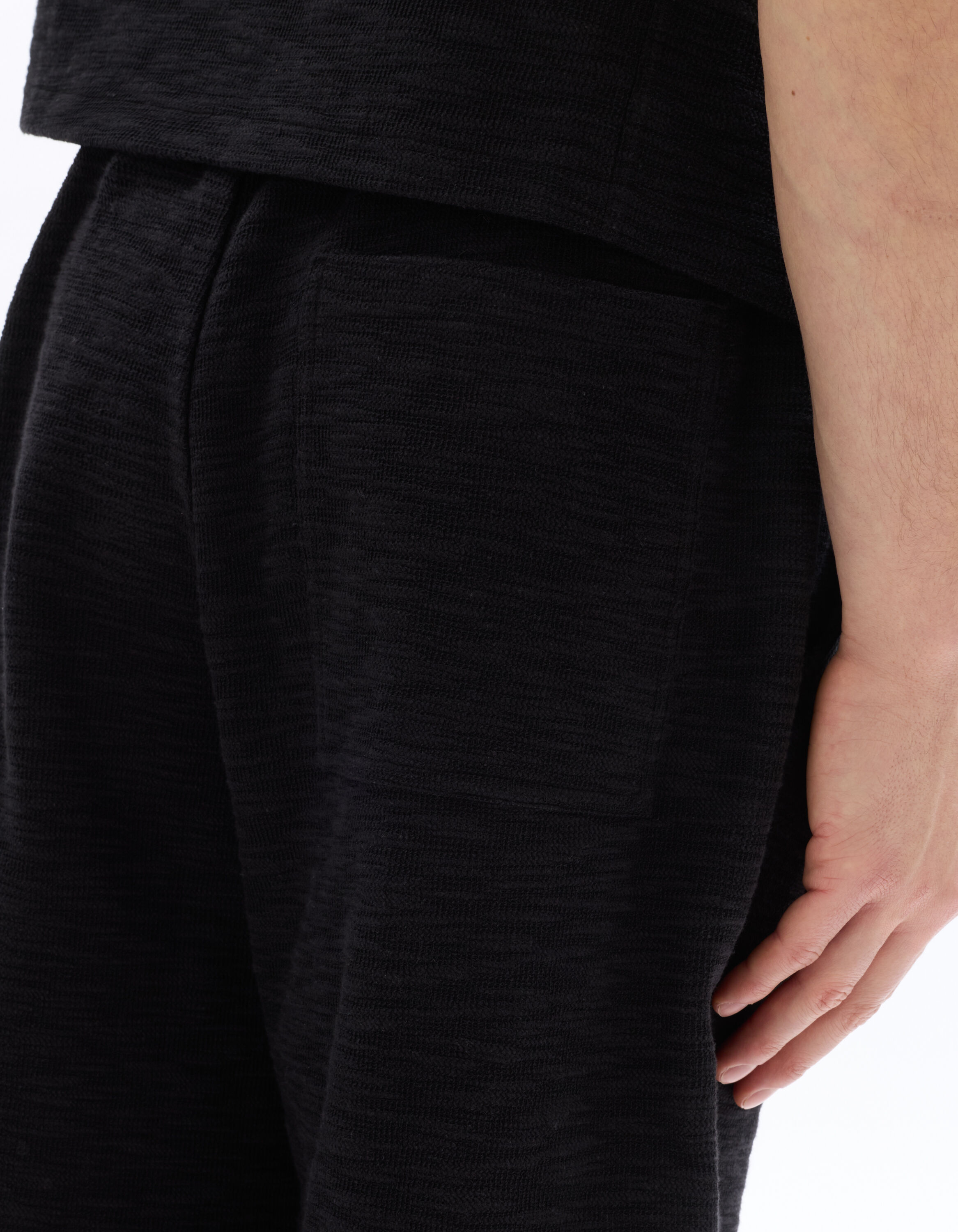Bermuda regular effet bouclette - noir