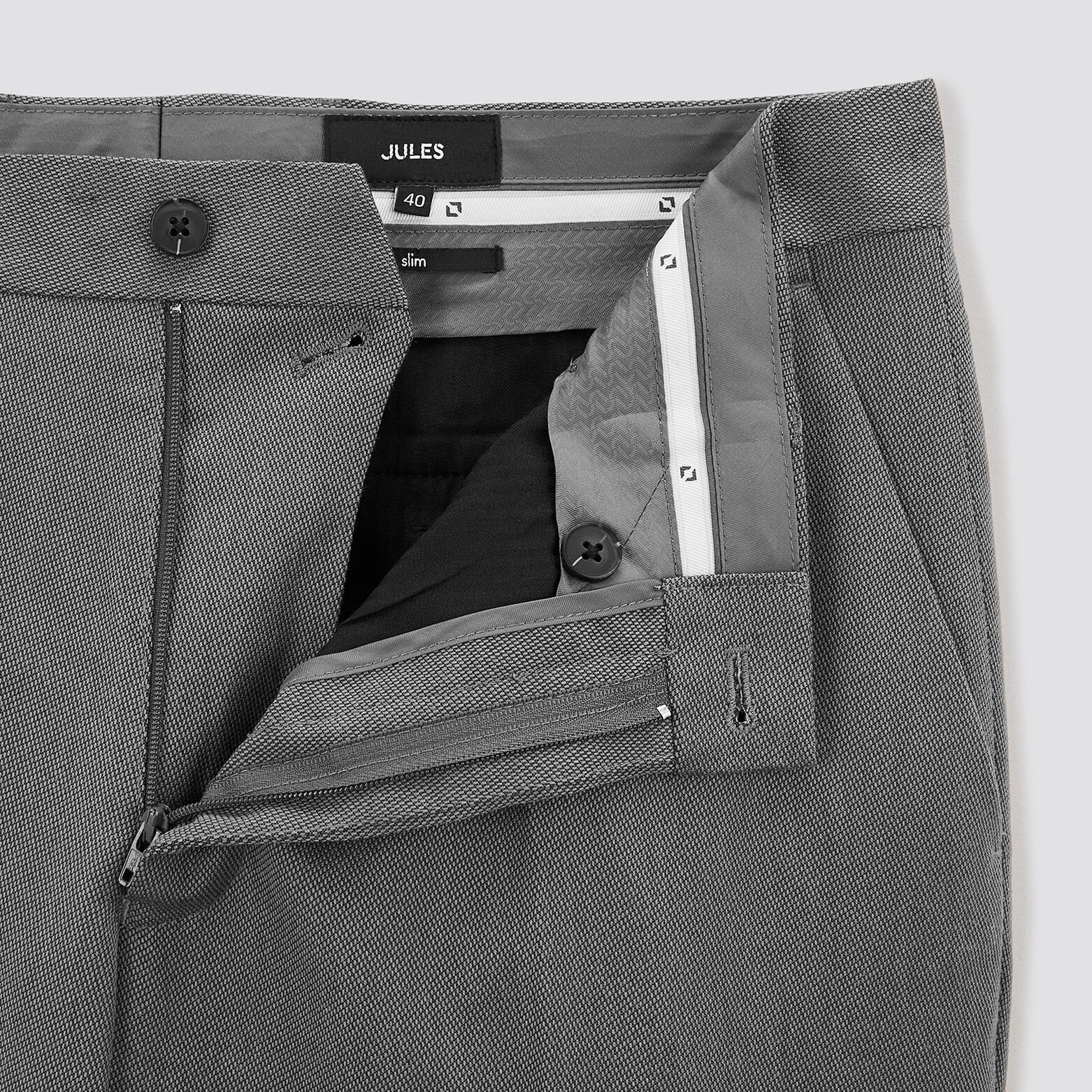Pantalon de costume uni slim Gris foncé