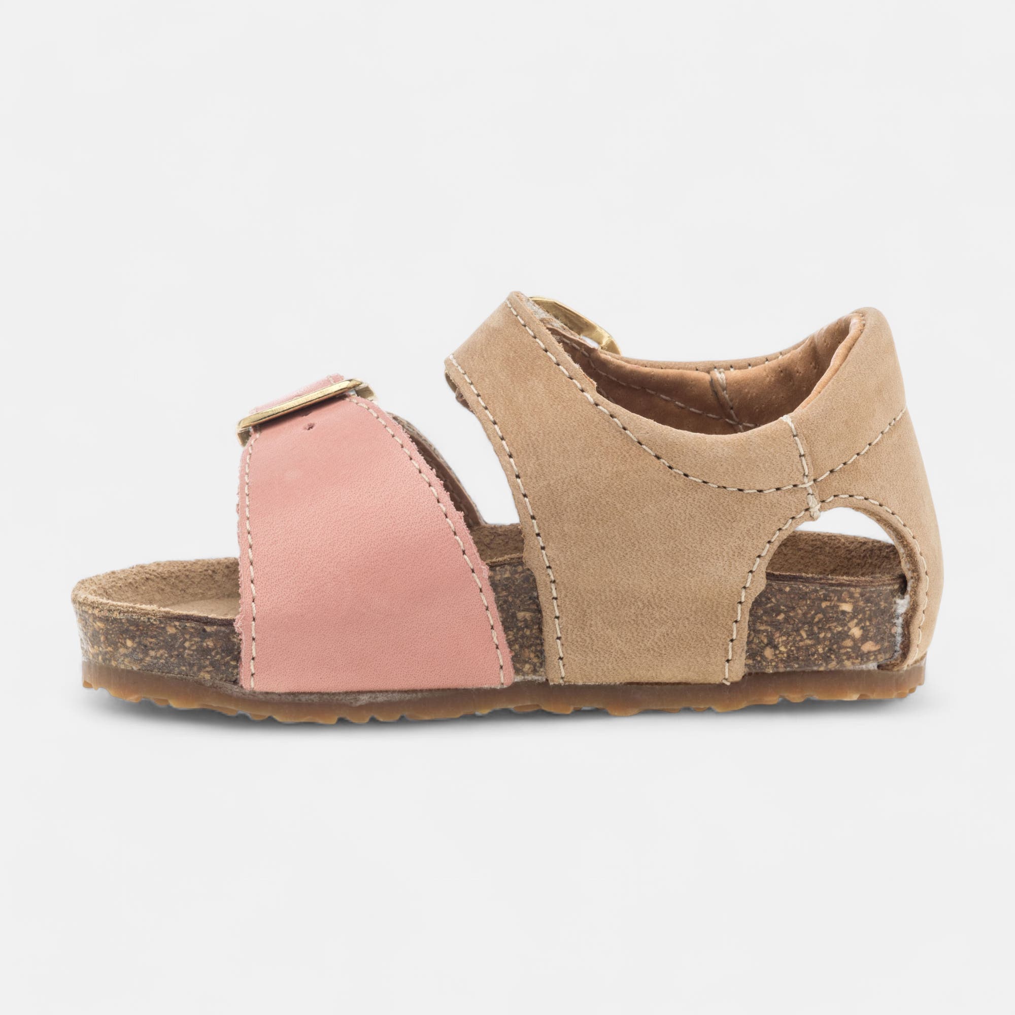 Mules semelle liège Bébé fille en cuir beige