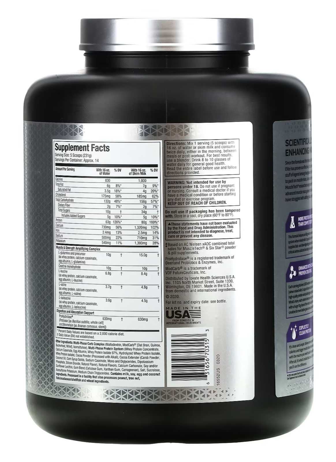 MuscleTech Mass-Tech Elite Performance Series 3,18 kg 3g Creatina