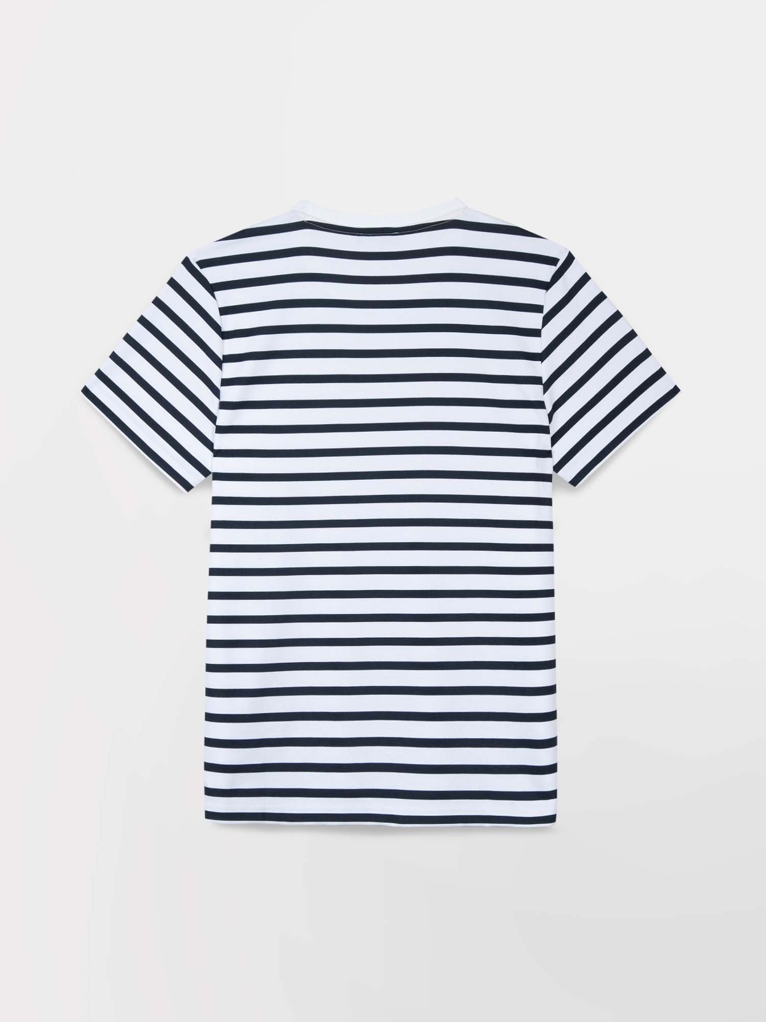 Tee Shirt Homme Marinière Toucher Epais Blanc