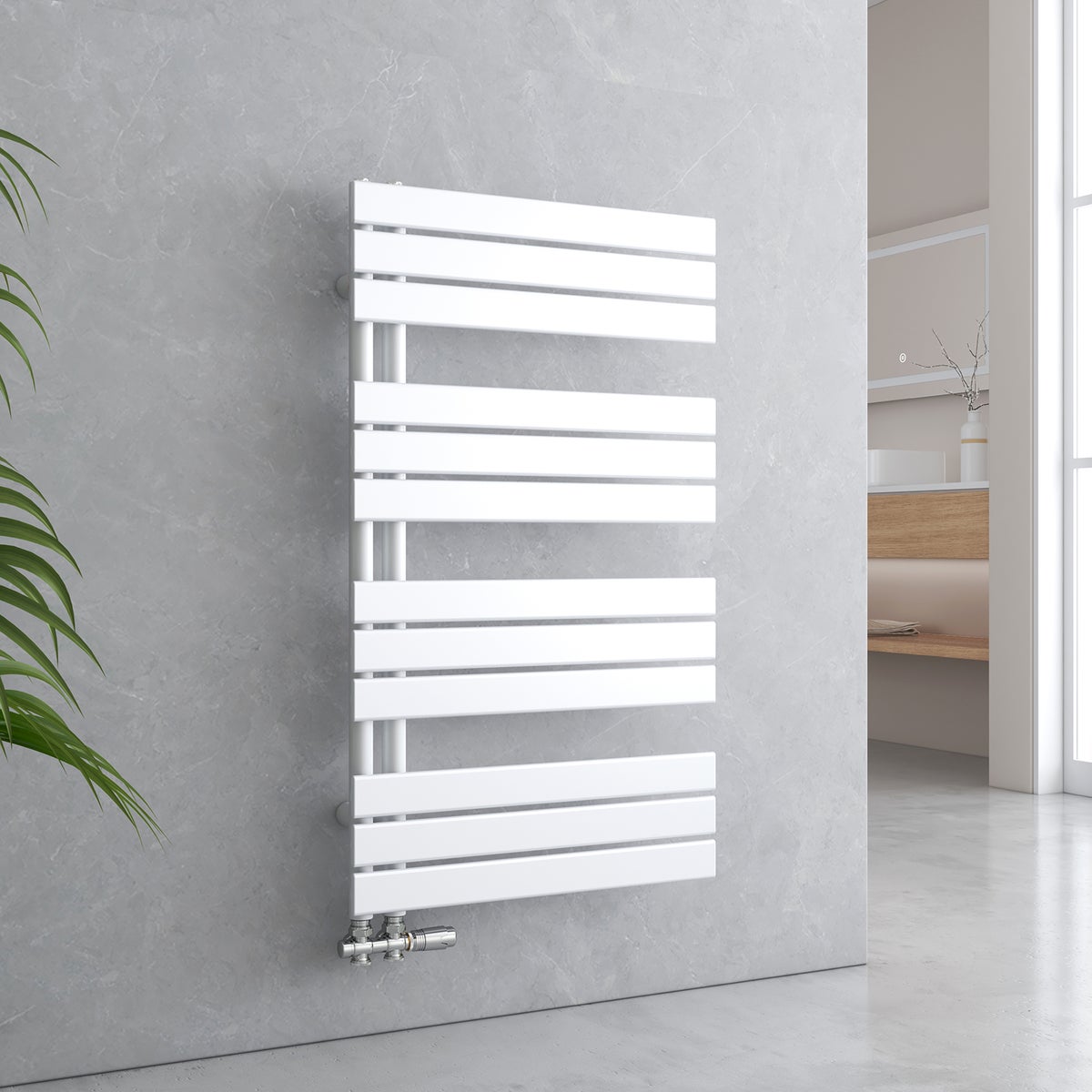 EMKE Badkamerradiator Plat 1041x600 mm Wit, Handdoekwarmer voor Badkamer Handdoekdroger, Paneel Handdoekhouder Zijaansluiting voor Water 639W