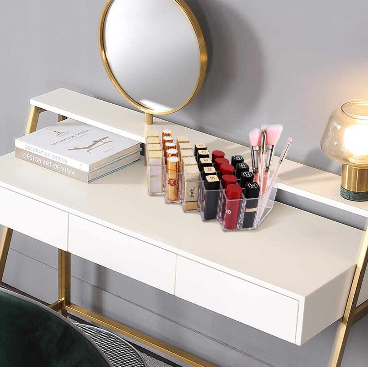 (230x80x60mm) Acryl Beauty Make Up Organizer Lippenstift Aufbewahrungsbox 18 Fächer - Transparent