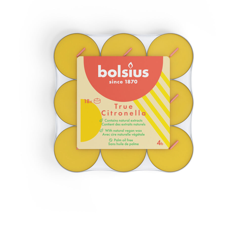 Bolsius True Citronella - Waxinelichtjes - 12.4 cm - Geel - Citronella
