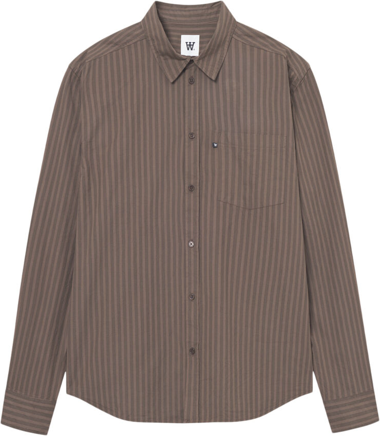 Wood Wood WWDay Striped Shirt Brown stripes