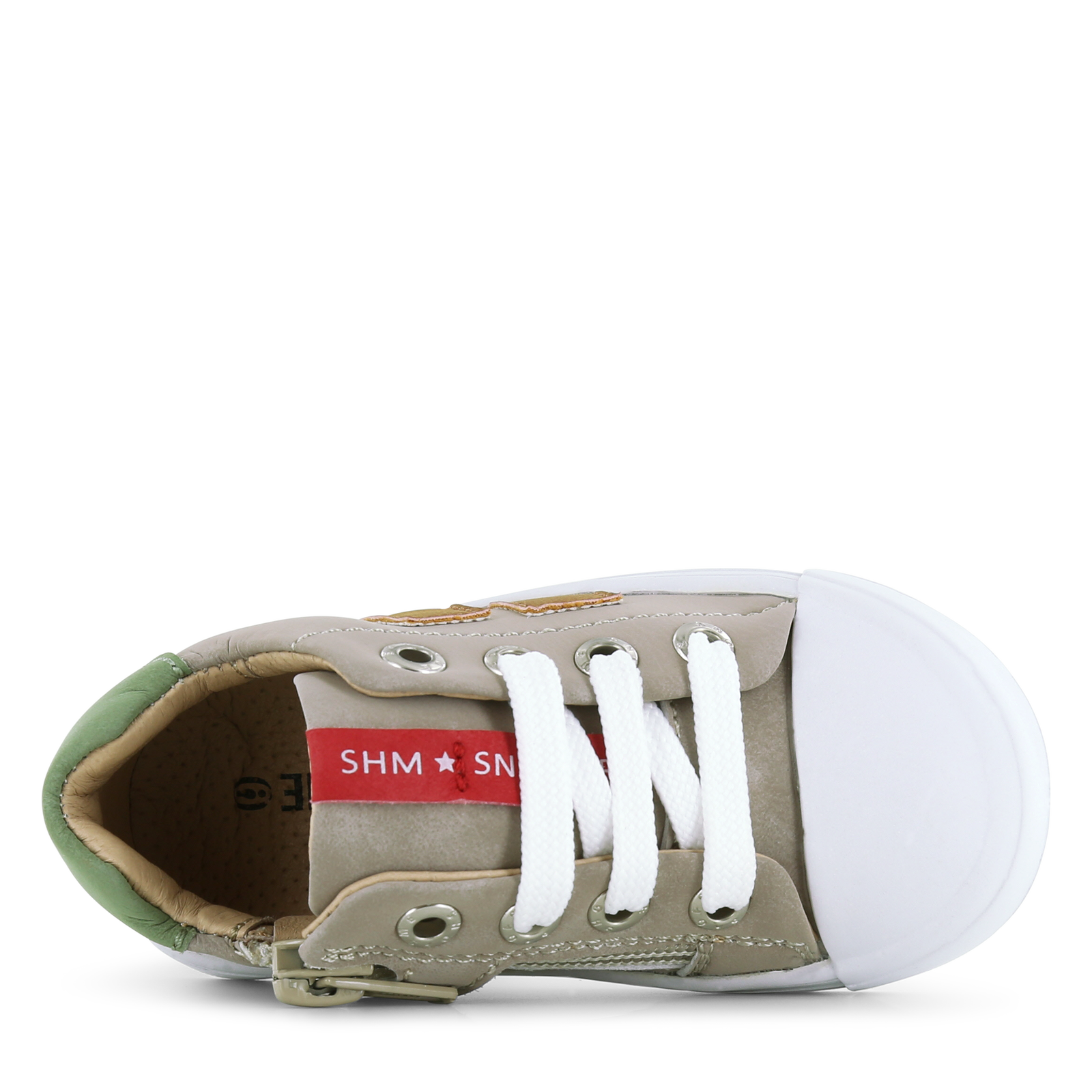Shoesme taupe sneaker met stripings Microleer | Jongens schoenen