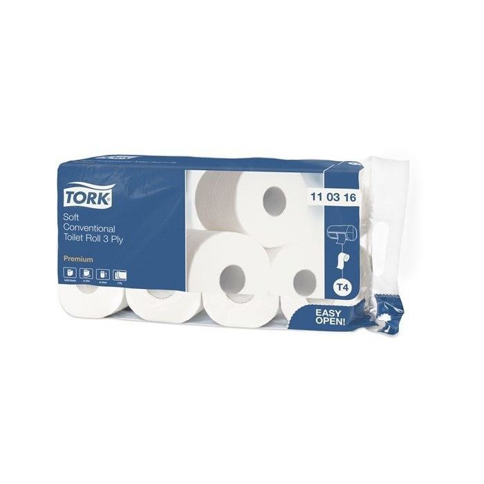 Tork 8st toiletpapier (110316.1) traditioneel 3-lgs wit Premium pak à 8 rollen / 250 vel (7310791114828)