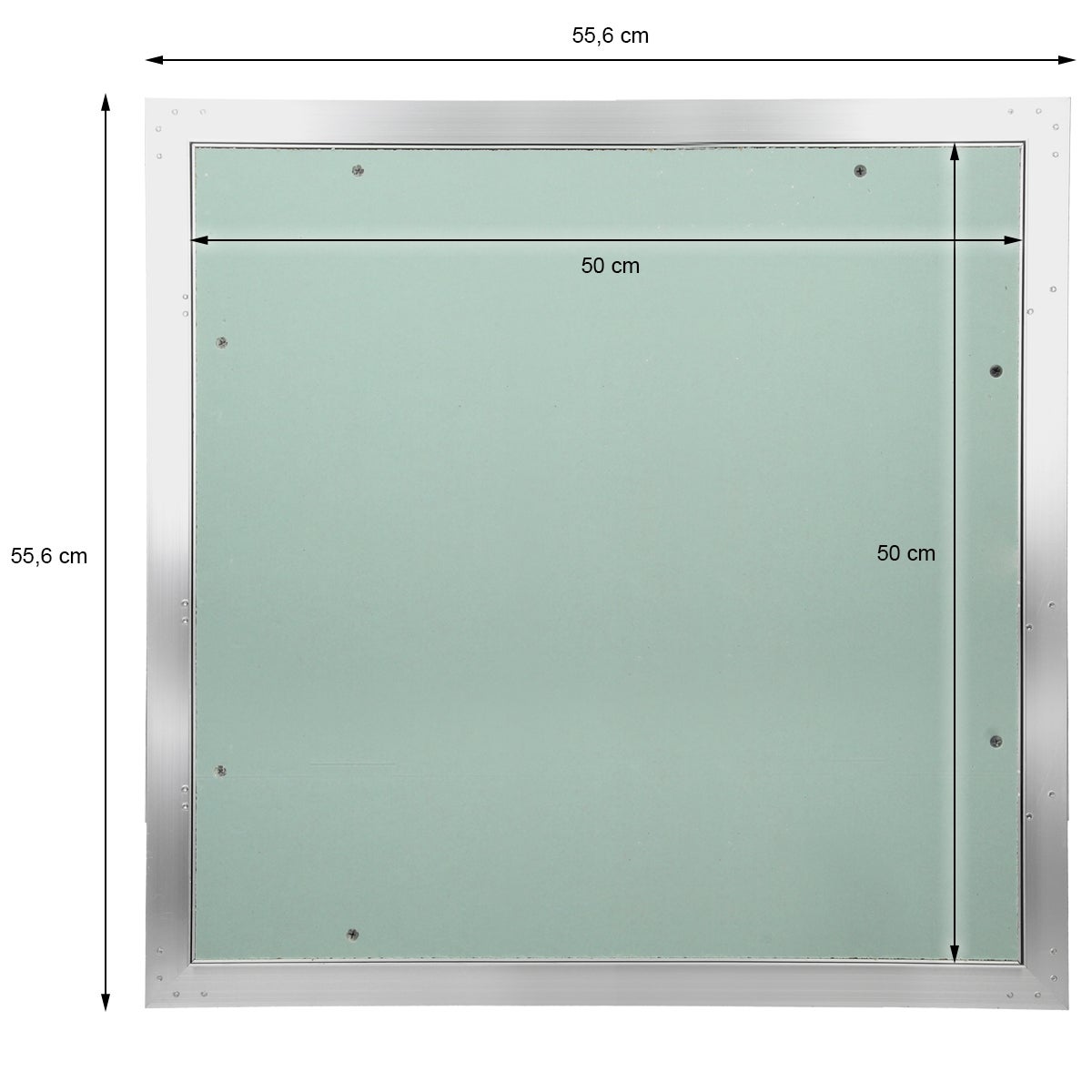 ECD Duitsland Toegangspaneel/Toegangsdeur met gipsplaatinzetstuk 500x500mm, 12,5mm gipsplaat, Aluminium frame, Toegangsdeur/Onderhoudsluik/Reinigingsluik/Onderhoudsopening, Geschikt voor vochtige ruimtes, Gipsplaatconstructie