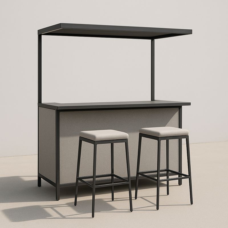 Bar-Set mit Hockern Schwarz Rechteckig Stahl/Polyester