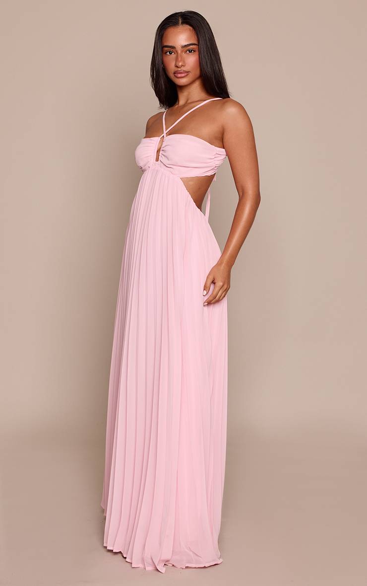 Rose Bébé Robe Maxi Bandeau Petite À Taille Découpée Avec Nœud Frontal Et Plissés