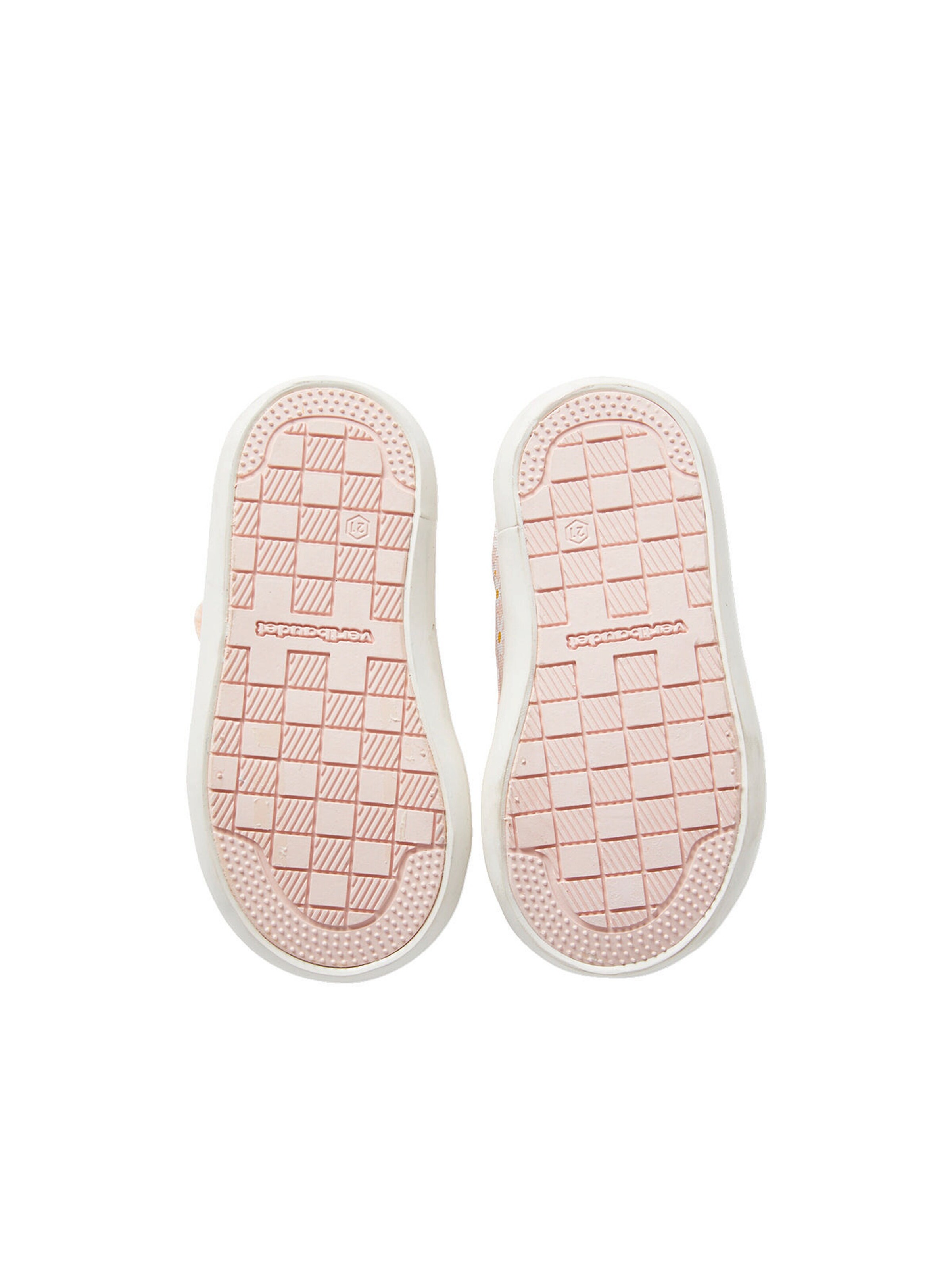 Vertbaudet Mädchen Baby Stoffschuhe, Klett rosa bedruckt