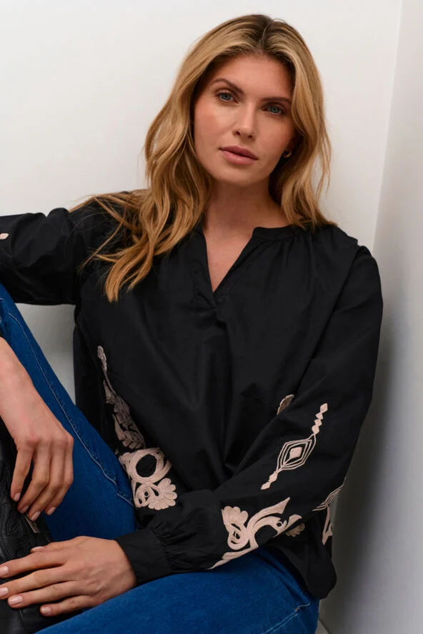 Cream CRIpilo Blouse Oriental black offwhite