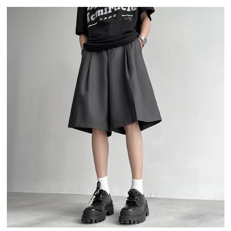Filmas - Mid Rise Plain Wide Leg Dress Shorts