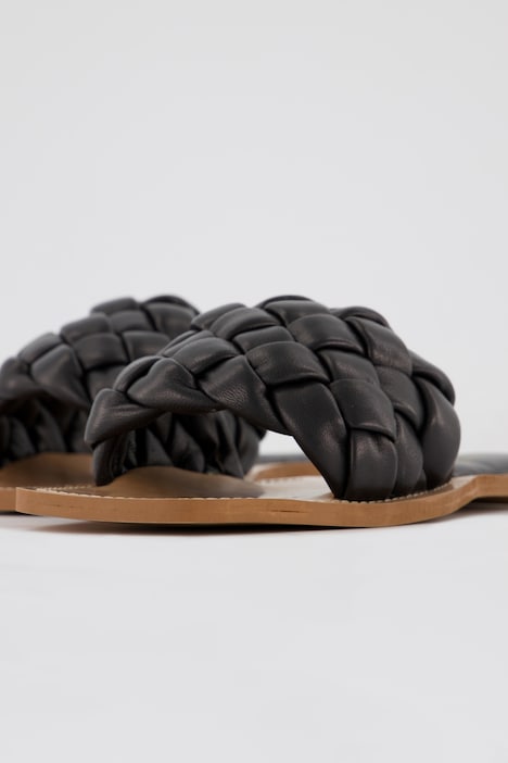 Leder-Pantolette, Lamm-Nappaleder, Flecht-Riemen