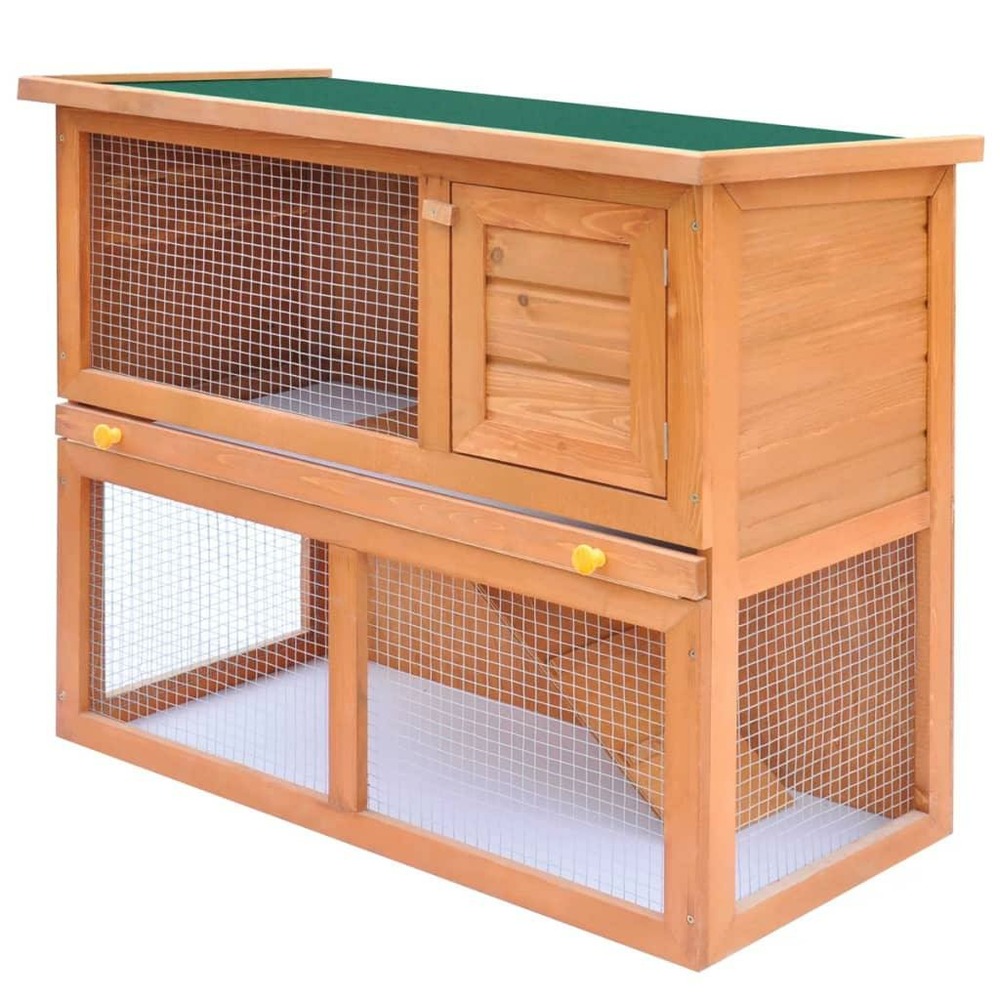 Clapier d'extérieur enclos 90 x 45 x 80 cm pour petits animaux 1 porte bois