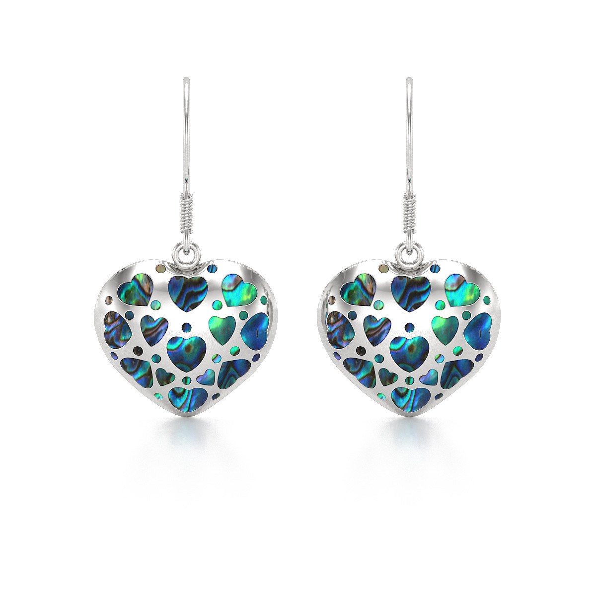 Boucles d'Oreille Coeur en Nacre Abalone & Argent 925 | Symbole d'Amour - Aden
