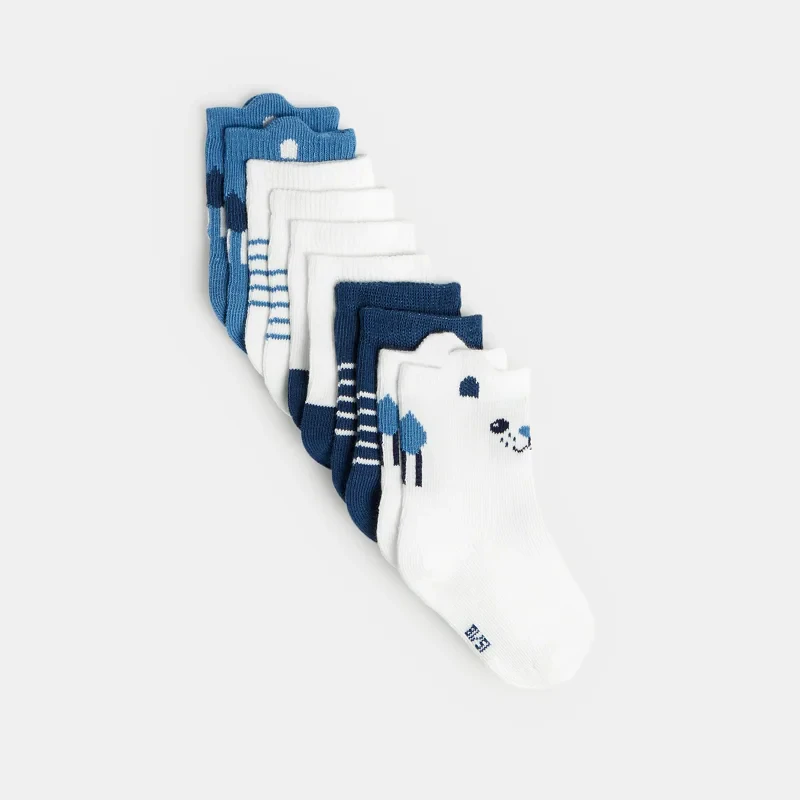 Chaussettes animaux (lot de 5) bleues bébé garçon Bleu