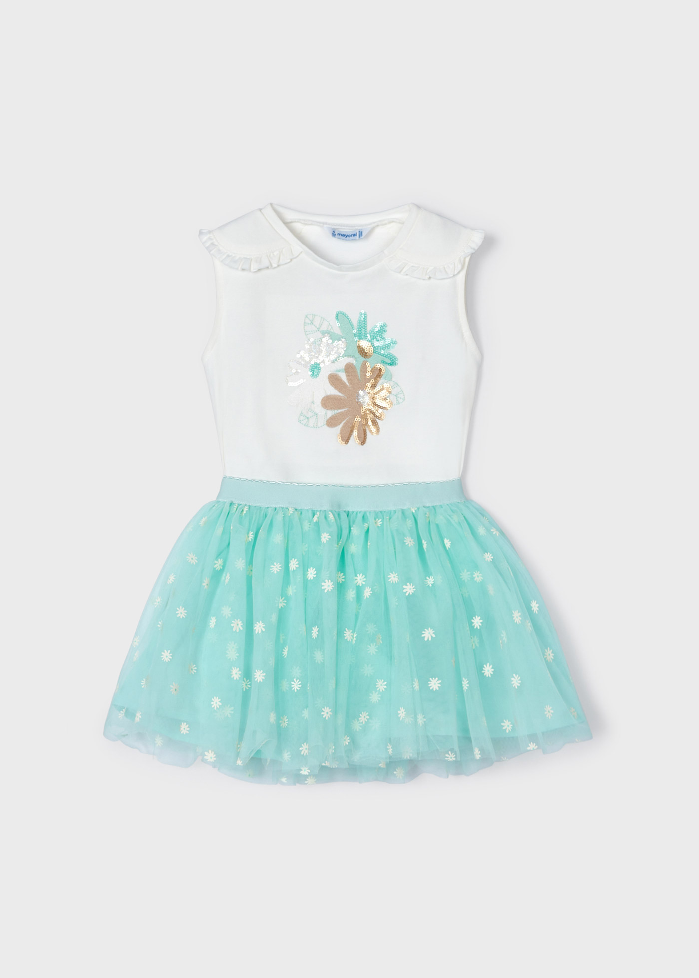 Conjunto de duas peças com saia de tule para meninas