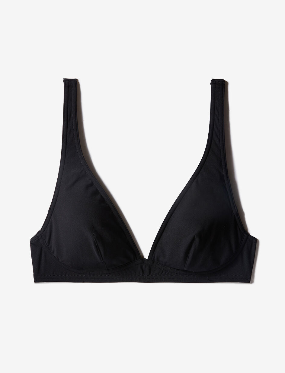 Haut de maillot de bain triangle sans armatures paddé - noir