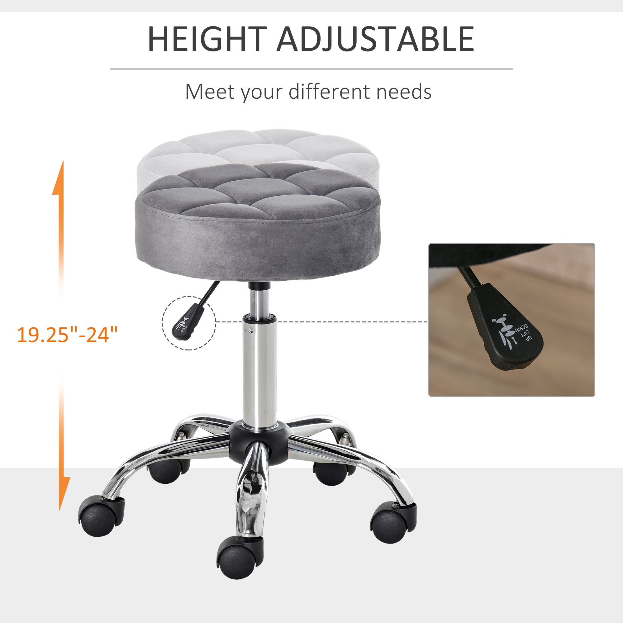 HOMCOM Salonhocker höhenverstellbar 35 x 49-61 cm